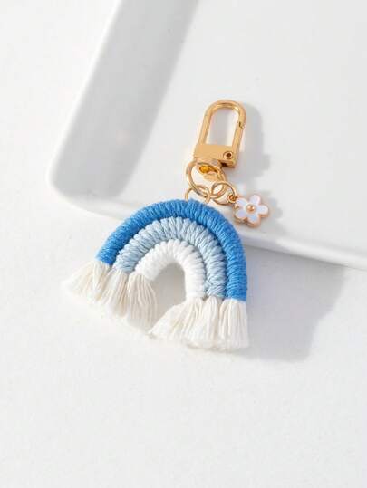 1pc Cute Mini Colorful Rainbow Flower Bag Charm Pendant Bridesmaid Gifts Crochet