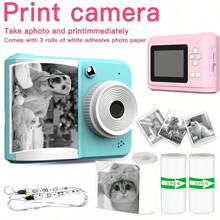 Instant Photo Printing Camera, High-Definition Toy Camera, Small Camera That Can Take Photos And Videos, With A Lanyard For Easy Carrying, A Good Holiday Gift For Family And Friends