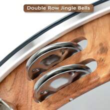 10-Inch Tambourine Double Row Stainless Steel Bells With Adjustment Tuning Tool Hand Clapper Drum Performing - Wood Grain - View 6