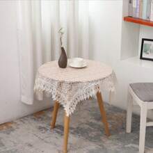 Mantel rectangular de color liso de poliéster estilo europeo con bordado floral pequeño de encaje, mantel bordado transparente de color liso, elegante, adecuado para todo tipo de mesas de comedor, para bodas, cenas, fiestas de verano al aire libre, toallas para piano, decoración de tocador, decoración de pared colgante, mantel para picnic