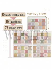 WUSITO Bible Tabs, 75 Tabs, Boho Theme, Laminated Bible Tabs For Women And Men, Bible Tabs For Study Bible, Bible Index Tabs, Bible Book Tabs, Bible Labels Tabs.,School Supplies,Back To School