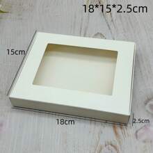 10pcs/Pack White Cardboard Gift Display Packaging Boxes With Transparent PVC Window For Handmade Jewelry Craft Packaging - White Square Window Box - View 15