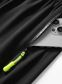 Pantalones cortos deportivos tipo novio con estampado gráfico de letra para hombres, pantalones cortos de gimnasio, pantalones cortos tipo jogger con bolsillo con cremallera y cordón en la cintura para entrenamientos, correr, gimnasio en verano