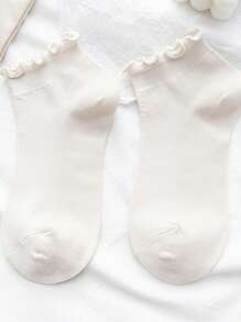 1/10 Pairs Women Spring/Summer Ruffled Ankle Socks,Versatile Candy Color Solid Short Socks, Lace Trim Boat Socks