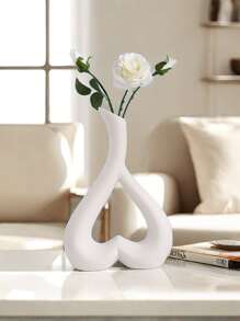 YINUOYOUJIA 白色艺术陶瓷花瓶 - 现代心形花瓶，适合极简主义装饰，美学花瓶，适合家庭装饰客厅、咖啡桌、婚礼、餐桌、办公室 - 彩色 - 查看 3
