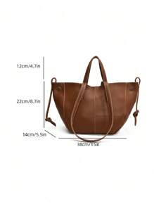 Bolso de mano grande con capacidad de un hombro y bandolera, de unicolor y estilo minimalista, para viajes
