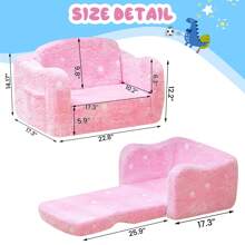 Children's Small Ofa, The Best Choice For Children's Birthday Gifts, Stretchable Cushion, Sofa And Sofa Bed In One, Multi. Functional Memory Sponge Sofa, Suitable For Living Room, Bedroom, Game Room Home Furniture - 粉色 - 查看 2