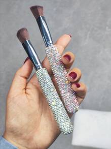 1 Pc Multi-Function Makeup Brush - Premium Crystal Triangle Highlighter Brush For Brightening Tear Troughs, Face Contour, Nose Shading, Concealing, Delicate & Portable, Soft Bristles