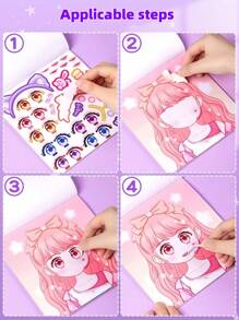1 pezzo Libro di adesivi per vestirsi per bambine, libro di adesivi per vestire principesse dei cartoni animati per bambini, libro di puzzle per bambini con personaggi in stile antico carino, adesivi per vestirsi per bambine, in grado di stimolare l'immaginazione e la creatività dei bambini e di esercitare le loro capacità manuali e estetiche nel gioco - Multicolore - Visualizzare 2
