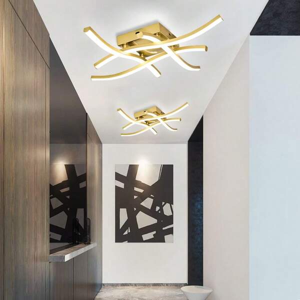 XINGOO 1 Pc Modern Creative Minimalist Home Lighting Strip Lamp Led Gold Luxury Ceiling Light Suitable For Living Room/Bedroom/Dining Room/Corridor/Balcony Ceiling Chandelier 110-220v Universal Voltage White Light 6000k/Warm Light 3000k