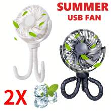 NetHong Mini Fan Stroller Pushchair Quiet Flexible Rechargeable Octopus Portable Charger - Multicolor - View 5