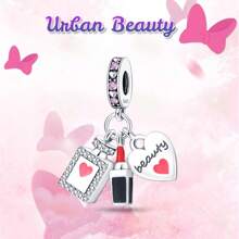 925 Sterling Silver Women's Jewelry Lipstick Perfume High Heels Imitation Series Charms Dress And Flower Charms Red High Heels Charms Suitable For Women's Bracelets DIY Jewelry Making And Daily Clothing Matching Jewelry Decoration Suitable For Girls