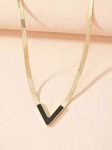 欧美嘻哈风金属街拍短款蛇骨链冷艳简约优雅V型项链 18K镀金个性V型吊坠项链 简约风格珠宝礼物 女士配饰 男女皆宜