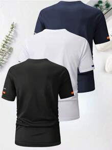 1pc Men's Sports Short Sleeve T-Shirt, Summer Moisture Wicking & Stretchy, Round Neck, Letter Print, Gym Casual Workout Top