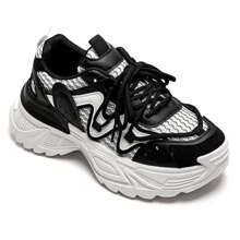 Giày thể thao đế dày thời trang đa năng màu tương phản thường ngày - màu đen - Xem 1