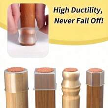 4/8/16/24 Stück transparente/schwarze Silikon Stuhlbeinkappe mit Filzauflagen, Kratzer- und geräuschreduzierende Bodenschoner für Ess-, Büro-, Wohnzimmerstühle und Barhocker, geeignet für Hartböden