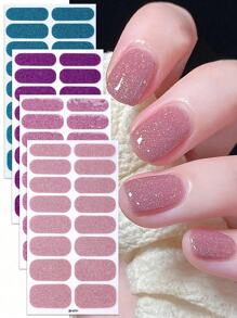 64 - Piece Nail Art ! Winter Pink Glitter Self - Adhesive Nail Polish Strips, Perfect For DIY Home Nail Art, A Must - Have Set For Women