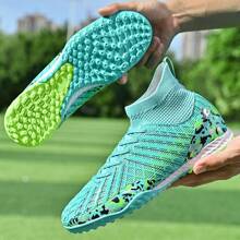 1 paar aanbevolen nieuwe voetbalschoenen voor de jeugd, spike antislip hoge top geschikt voor grasveldvoetbaltrainingen en wedstrijden, alle seizoenen