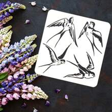 燕子绘画模板 11.8x11.8 英寸 燕子鸟可重复使用模板 飞燕绘画模板 春季主题工艺模板 用于墙壁绘画 木质 DIY 家居装饰 - 白色 - 查看 6