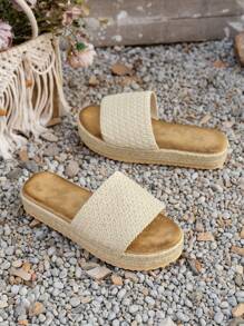 Sandalias cómodas con suela gruesa, hechas a mano con tiras de crochet, para mujer de ajuste ancho, sandalias de verano para vacaciones
