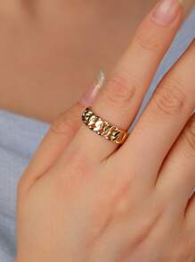 1 件可调节十字交叉图案镀金戒指，优雅简约，女士时尚珠宝 - 扭紋戒指 - 查看 1