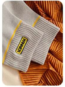 5 Pairs Men's Crew Socks, Solid Colors Japanese Letter Street Sports Breathable Moisture Wicking Socks