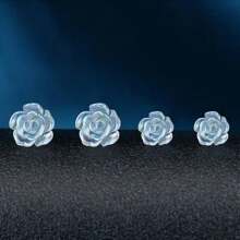 Elegant Clear Plastic Rose Stud Earrings Set For Sensitive Ears, 2 Pairs - Hypoallergenic Simple Style, Daily Wear, All-Season Comfort Fit With No Plating - Featherlight Women's Fashion Jewelry