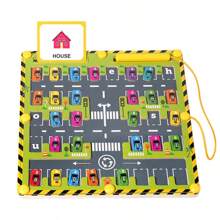 磁性字母迷宫木制学习玩具，彩色停车场拼音游戏，儿童计数和分类活动，精细运动技能培养，非常适合生日、万圣节、圣诞节礼物