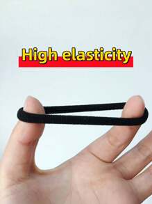 Large Size Black Hair Scrunchies For Women, High Ponytail, High Elasticity, Minimalist Seamless Hair Ties, Fashion Versatile, Minimalist Style Hair Accessories, Suitable For Daily Outings, Matching Outfits, Use Rubber Bands, Hair Ties, Hair Scrunchies. Head Accessories Elastic Band - Black - View 5