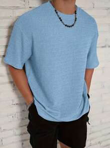 Men's Casual Textured Knit Fabric Comfortable T-Shirt