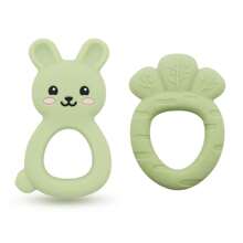 2 合 1 兔子牙胶和胡萝卜牙胶套装，婴儿出牙玩具，复活节礼物