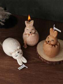 3D Cute Eggshell Rabbit Candle Silicone Mold Cartoon Creative Animal Aromatherapy Gypsum Handmade Soap Mold Resin Pinching Mold DIY Easter Gift Home Decoration Ornament