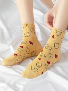 1 Pair Kids/Teens Breathable Elastic Heart Pattern Low Cut Socks, Back To School - Multicolor - View 3