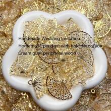 Nowy złoty wentylator krawędziowy 30mm wydrążony pogrubiony ręcznie wykonany wisiorek z zaproszeniem z otworem dekoracja kremowy klej materiał obwodowy, wysokiej jakości wykwintny błyszczący kremowy klej DIY domowy futerał na telefon, klej do lodówki Gumei spinka do włosów biżuteria akcesoria żywiczne