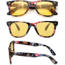 HYCHIC Night-Driving Anti Glare Glasses Yellow Polarized Lens For Foggy/Rainy/Cloudy/Nighttime - UV Protection - 多色花朵鏡框/黃色鏡片 - 查看 5