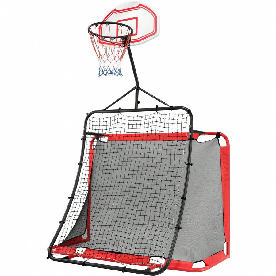 All-In-One Outdoor Sports Set With Football Net, Baseball Net, 3-In-1 Combo Outdoor Sports Center With Soccer Goal, Lacrosse Net, Segmart Heavy-Duty Basketball Hoop With Durable Net, Metal Frame - Black - View 1