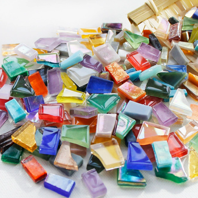 150g/5.3oz Mixed Size Glass Mosaic Tiles, DIY Craft Supplies For Art Projects, Home Decor Crafting Accessories Glass Supplies