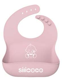 SILICOCO 1 chiếc Yếm ăn bằng silicon có thể điều chỉnh cho trẻ em/trẻ sơ sinh, Yếm ăn mềm thấm nước bọt cho bé tập ăn dặm - Nhiều màu - Xem 7
