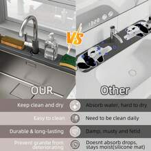 Silicon & Stone Absorbent Mat - For Sink Faucet, Quick-Dry Silicone And Stone Material To Prevent Water Accumulation, Kitchen & Bathroom Cabinet Protector