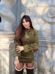 Women's Casual Corduroy Single-Breasted Short Jacket, Fashionable For Commuting And Dating, Spring/Summer