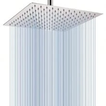 1pc Home Fixed Shower Head, Stainless Steel Material, Square Rainfall Shower Head, 4/6/8/10 Inch Bathroom High Pressure Rainfall Shower Head, Bathroom Accessories Home Bathroom Decor Summer