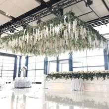 Paquetes de 12/24/36 Enredaderas artificiales de flores de glicinia colgantes de ratán y seda para decoración del hogar, fiestas, bodas, cumpleaños y graduaciones, de colores variados
