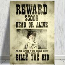 Billy Kid Wanted Poster,-1 Pc Wooden Framed Canvas Painting -  Thickness 2.25cm/0.9inch,Valentine's Day Decorations At Home,Valentine's Day,New Year,Home Gift Decoration, Room Decoration Aesthetic, Wall Decoration Art, Perfect Gift, Autumn And Winter Wall Decoration, Living Room Decoration, Bedroom Decoration, Kitchen Decoration, Entry Decoration, Bathroom Decoration, Direct Wall Painting, High Quality Wall Painting Poster ,Easter  Easter Decorations For Women