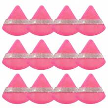 12/6/3 Pcs Luxurious Diamond Powder Puffs - Soft, Dual-Sided Velvet & Suede Texture,Triangle Makeup Puffs, Soft Air Cushion Sponge With Rhinestone Accents, Wet Dry Cosmetic Foundation Blender Makeup Sponge For Under Eye,Foundation Application, Gentle On All Skin Types, Shiny Rhinestone Gift