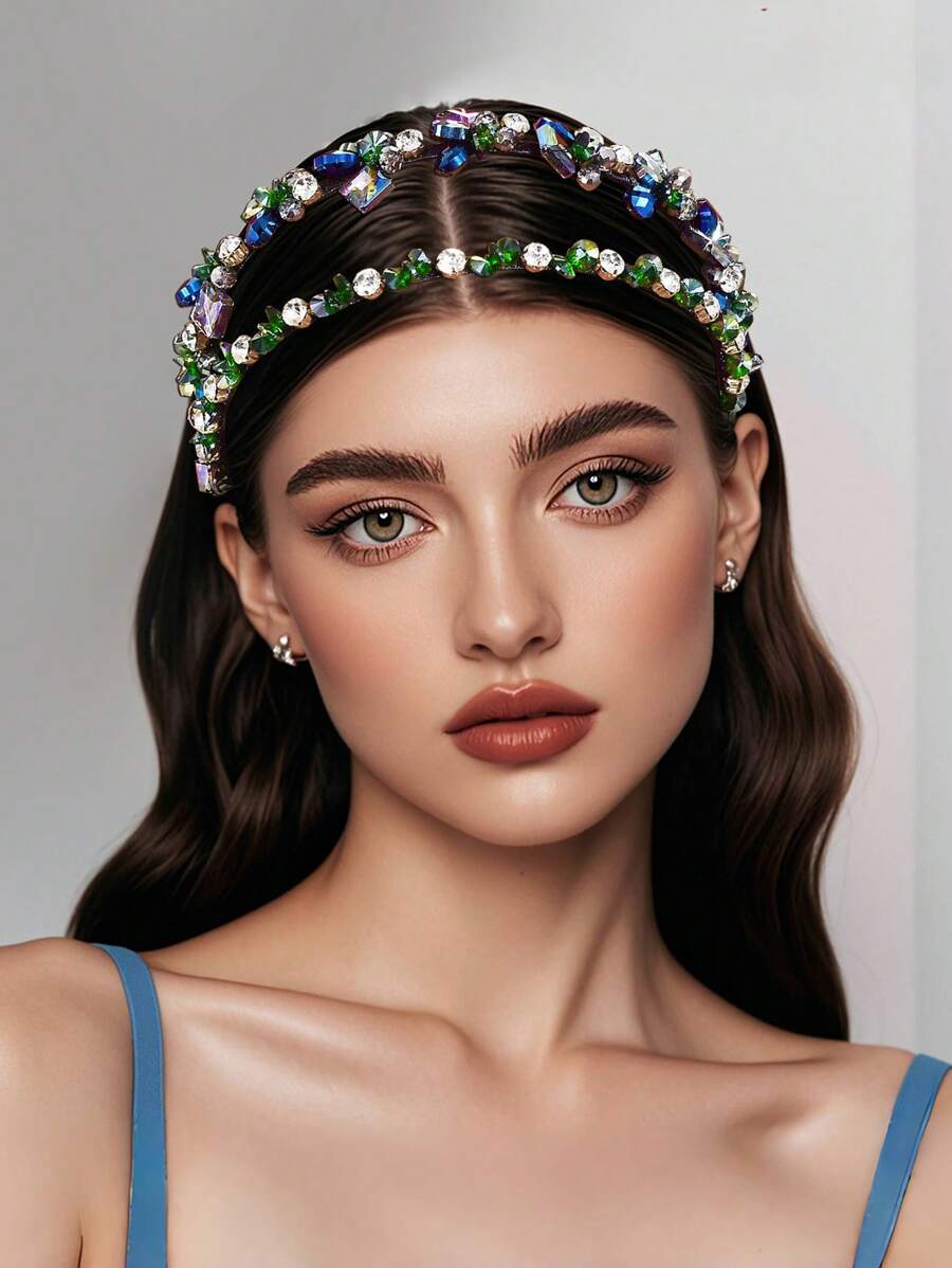 Double-Layer Retro Headband, Crystal & Diamond Wrap Hair Accessory, Exquisite Baroque Design High-End Hairpiece