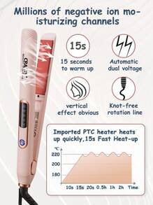 CRASTS 专业直发器、平板直发器、卷发器、快速加热、液晶显示屏、快速温度调节、钛硬板、家庭和沙龙使用、护发礼品 - 英規插(220-240V) - 查看 6