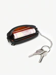 JEMINAL 帆布迷你钥匙扣袋男女通用学生小钱包日常搭配街头潮流卡包带颈带儿童男童钱包钱包钱包迷你钱包零钱包 - 彩色 - 查看 4