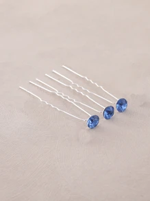 20件/套手工水钻新娘发饰，发夹，U型卷发器，婚礼发卡，简约百搭日常佩戴，适合婚礼和返校季的各种发型装饰，球形发饰套装 - 藍色 - 查看 13