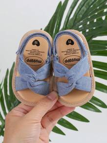 Sandal Bayi/Balita Perempuan Motif Bunga dengan Sol Lembut, Cocok untuk Bayi Baru Lahir, Balita yang Belum Bisa Berjalan, dan Sepatu Bayi. - Dusty Blue - View 11