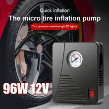 100PSI Wired Dial Car Tire Inflator, 96W 12V Portable Air Compressor With LED Light, For Car Motorcycle Bicycle Balls, Automotive Accessories, Emergency Tool